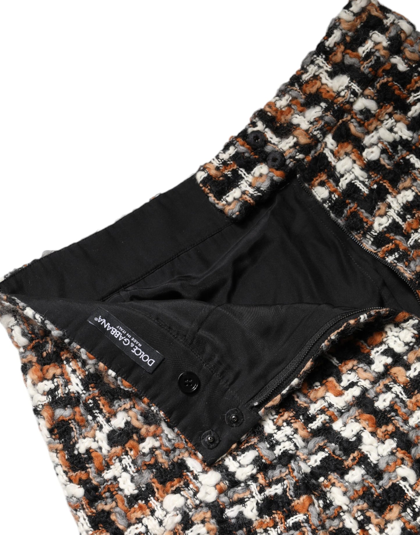 Mini-jupe taille haute en tweed tartan multicolore Dolce &amp; Gabbana