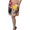 Dolce & Gabbana Beige Floral High Waist Pencil Cut Skirt