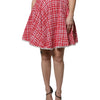 Dolce & Gabbana Red White High Waist A-line Above Knee Skirt
