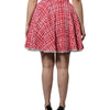 Dolce & Gabbana Red White High Waist A-line Above Knee Skirt