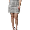 Dolce & Gabbana White Black High Waist Tartan Tweed Mini Skirt