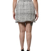 Dolce & Gabbana White Black High Waist Tartan Tweed Mini Skirt