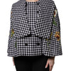 Dolce & Gabbana Black White Monochrome Patterned Floral Cape Jacket