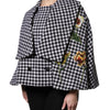 Dolce & Gabbana Black White Monochrome Patterned Floral Cape Jacket