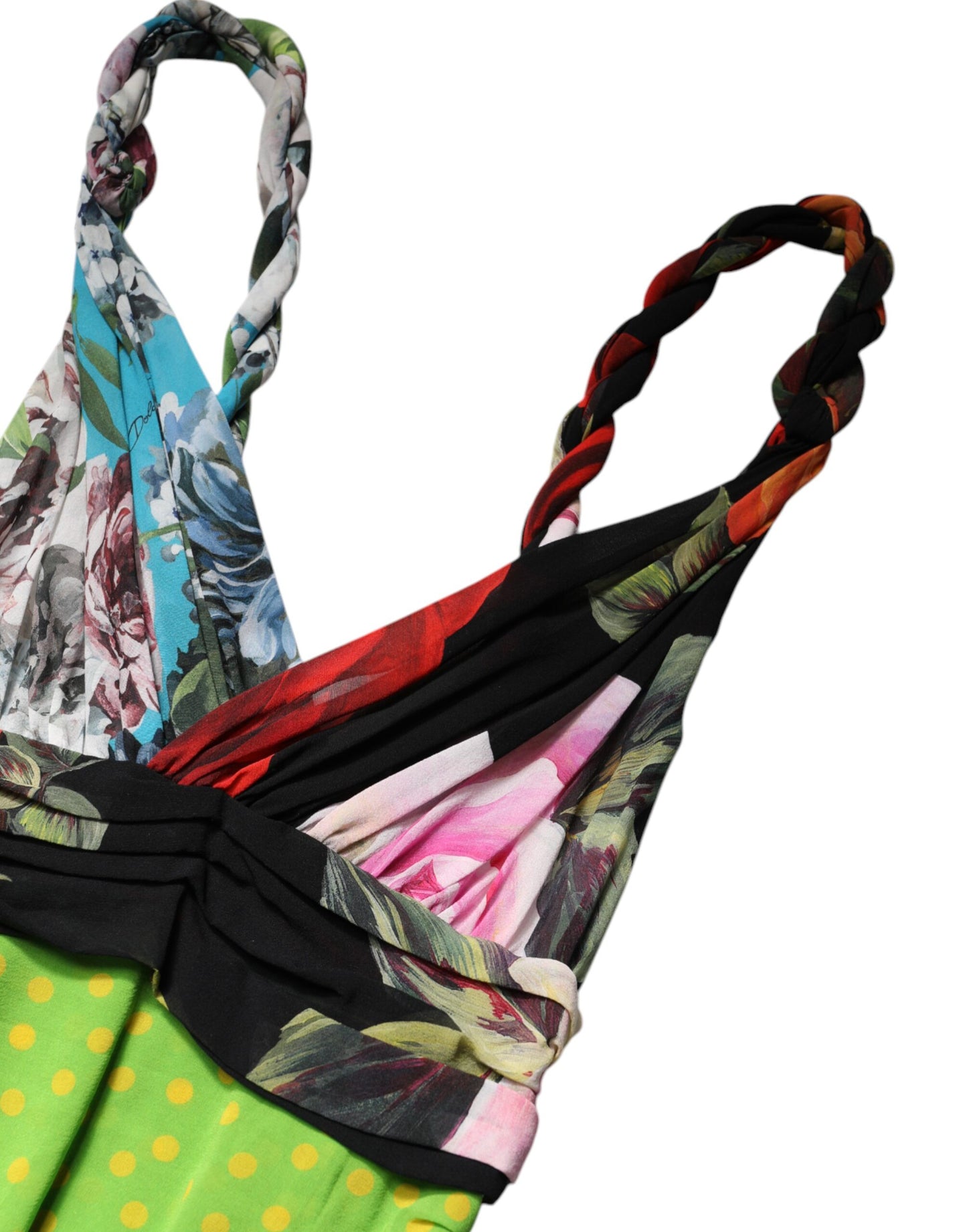 Dolce &amp; Gabbana – Figurbetontes Minikleid mit mehrfarbigem Blumen-Patchwork