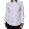 Dolce & Gabbana White Cotton Long Sleeves Sequin Shirt Top