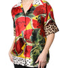 Dolce & Gabbana Multicolor Watermelon Collared Shirt Top