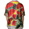 Dolce & Gabbana Multicolor Watermelon Collared Shirt Top
