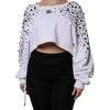 Dolce & Gabbana White Embellished Long Sleeve Cropped Sweater
