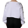 Dolce & Gabbana White Embellished Long Sleeve Cropped Sweater