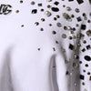 Dolce & Gabbana White Embellished Long Sleeve Cropped Sweater