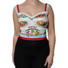 Dolce & Gabbana White Vegetable Print Sweetheart Cropped Top