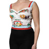 Dolce & Gabbana White Vegetable Print Sweetheart Cropped Top