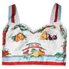 Dolce & Gabbana White Vegetable Print Sweetheart Cropped Top