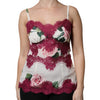 Dolce & Gabbana White Rose Print Satin Lace Tank Top Lingerie