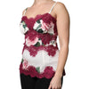 Dolce & Gabbana White Rose Print Satin Lace Tank Top Lingerie