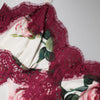 Dolce & Gabbana White Rose Print Satin Lace Tank Top Lingerie