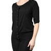 Dolce & Gabbana Black Button Down Short Sleeve Blouse Top