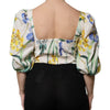 Dolce &amp; Gabbana – Kurze Bluse mit Puffärmeln und Blumenmuster in Weiß