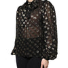 Dolce & Gabbana Black Sheer Tied Neck Polka Dots Blouse Top