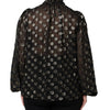 Dolce & Gabbana Black Sheer Tied Neck Polka Dots Blouse Top