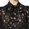 Dolce & Gabbana Black Sheer Tied Neck Polka Dots Blouse Top