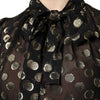 Dolce & Gabbana Black Sheer Tied Neck Polka Dots Blouse Top