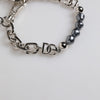 Dolce & Gabbana Silver Tone Chain Lobster Clasp Logo Gray Pearls Bracelet
