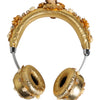 Dolce & Gabbana Gold Leather Floral Crystal Angel Headset Headphones