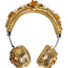 Dolce & Gabbana Gold Leather Floral Crystal Angel Headset Headphones