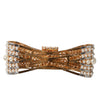 Dolce & Gabbana Gold Tone Brass Bow Crystal FauxPearl Embellished Brooch