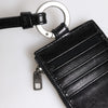 Dolce & Gabbana Black Leather Logo Embossed Lanyard Card Holder Wallet