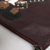 Dolce & Gabbana Brown Leather #DGFAMILY Embellished Men Clutch Pouch Bag