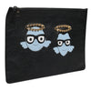 Dolce & Gabbana Black Leather #DGFAMILY Embellished Men Zip Pouch Bag