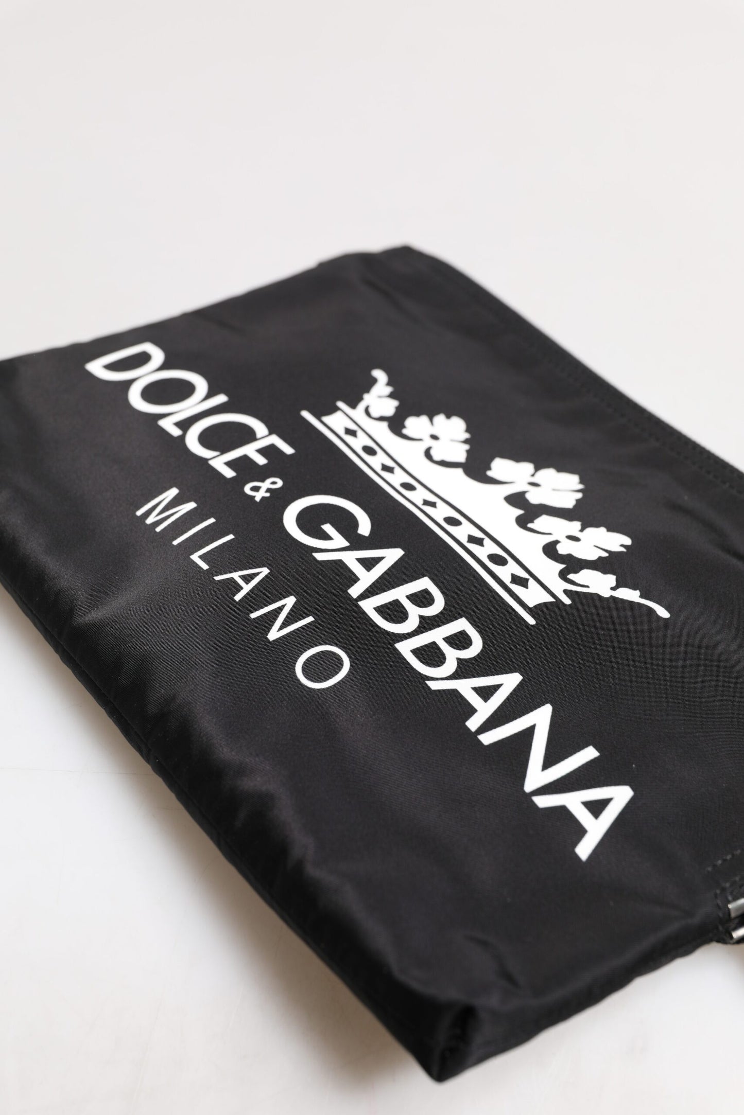 Dolce & Gabbana Black DG Milano Print Nylon Pouch Clutch Bag