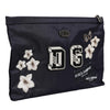 Dolce & Gabbana Blue DG Logo Patch Embellished Pouch Clutch Bag
