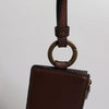 Dolce & Gabbana Brown Calf Leather Lanyard Logo Card Holder Wallet