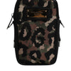 Dolce & Gabbana Multicolor Leopard Jacquard Logo Plaque Neck Strap Bag