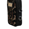 Dolce & Gabbana Multicolor Leopard Jacquard Logo Plaque Neck Strap Bag