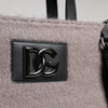 Dolce & Gabbana Grey Alpaca Wool Logo Plaque Tote Shoulder Bag