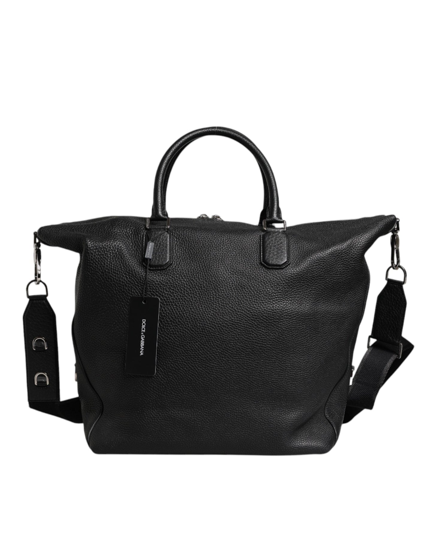 Dolce & Gabbana Black Calfskin Leather Hand Shoulder Duffle Bag