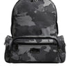 Dolce & Gabbana Gray Cotton Camouflage Logo Plaque Backpack Bag