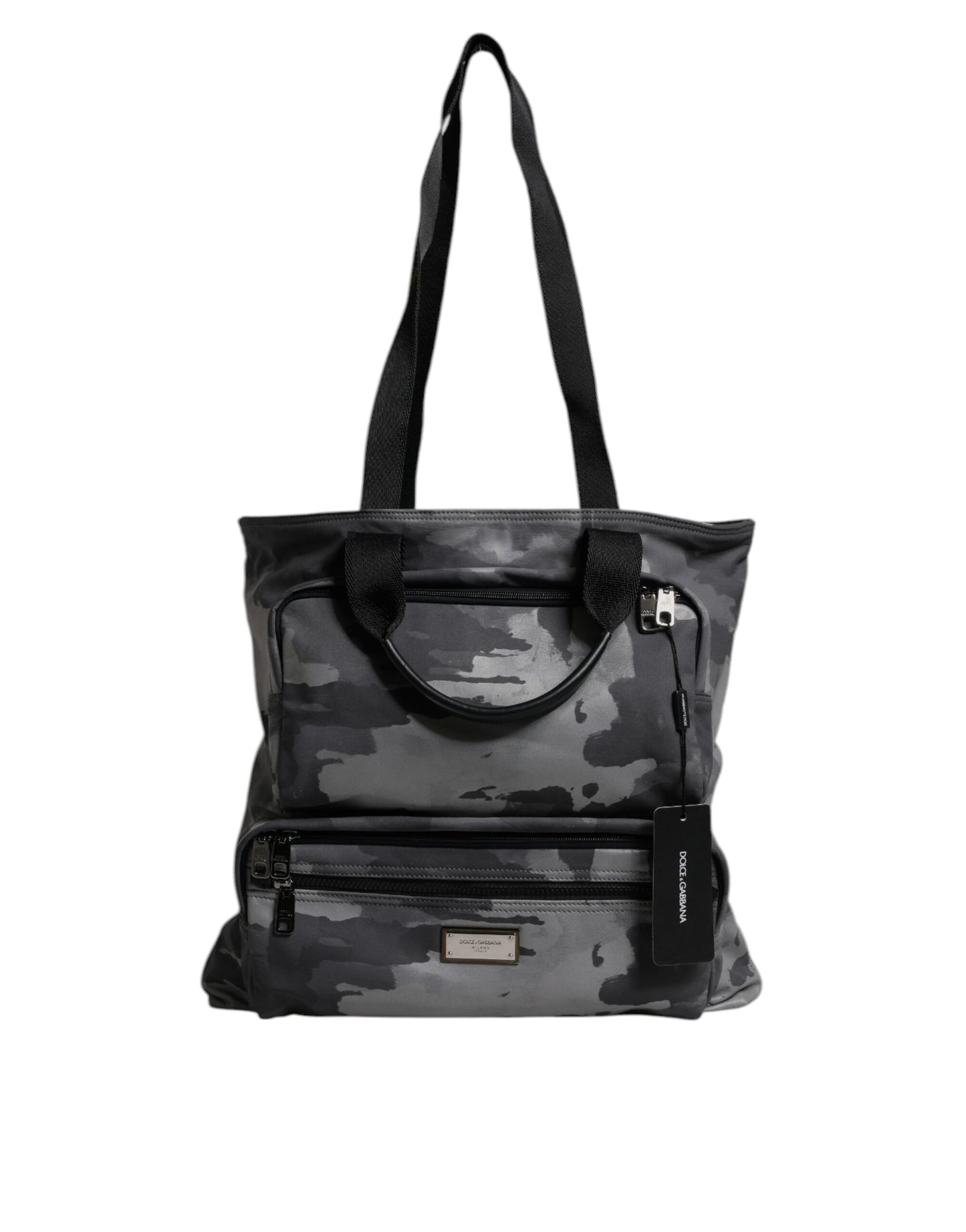 Dolce & Gabbana Black Camouflage Shoulder Strap Logo Plaque Bag