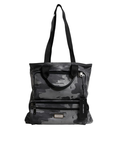 Dolce & Gabbana Black Camouflage Shoulder Strap Logo Plaque Bag