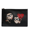 Dolce & Gabbana Black #DGFamily Embellished Leather Clutch Bag
