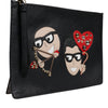 Dolce & Gabbana Black #DGFamily Embellished Leather Clutch Bag