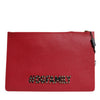 Dolce & Gabbana Red #DGFamily Embellished Leather Clutch Bag