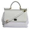Dolce & Gabbana White Rafia Leather Top Handle Crossbody Bag