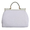Dolce & Gabbana White Rafia Leather Top Handle Crossbody Bag