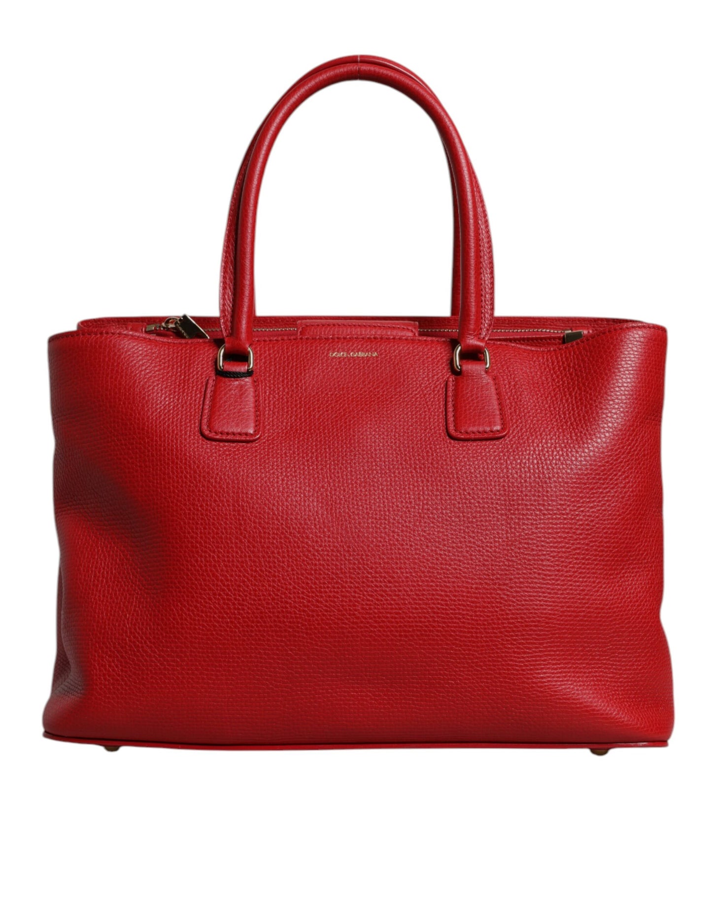 Dolce &amp; Gabbana – Rote Kalbsleder-Grifftasche mit Logo-Plakette